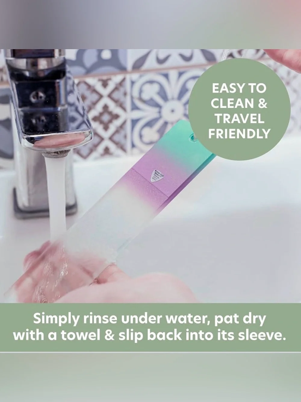 Czech Glass Foot Callus Remover with Sleeve, Sea Spritz